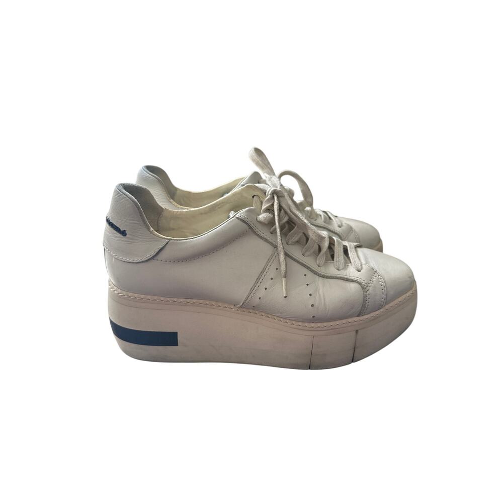 Paloma Barceló Mirande platform sneaker in white napasoft gesso leather 8.5 N